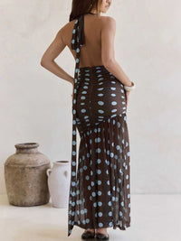 Polka Dot Halter Ruched Maxi Dress 100100900167641 56 Gifts for Her Jerry's Apparel 