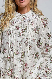 POL Floral Lace Trim Pintuck Button-Down Shirt 100100011681976 66 Affordable Fashion Under $100 Jerry's Apparel 