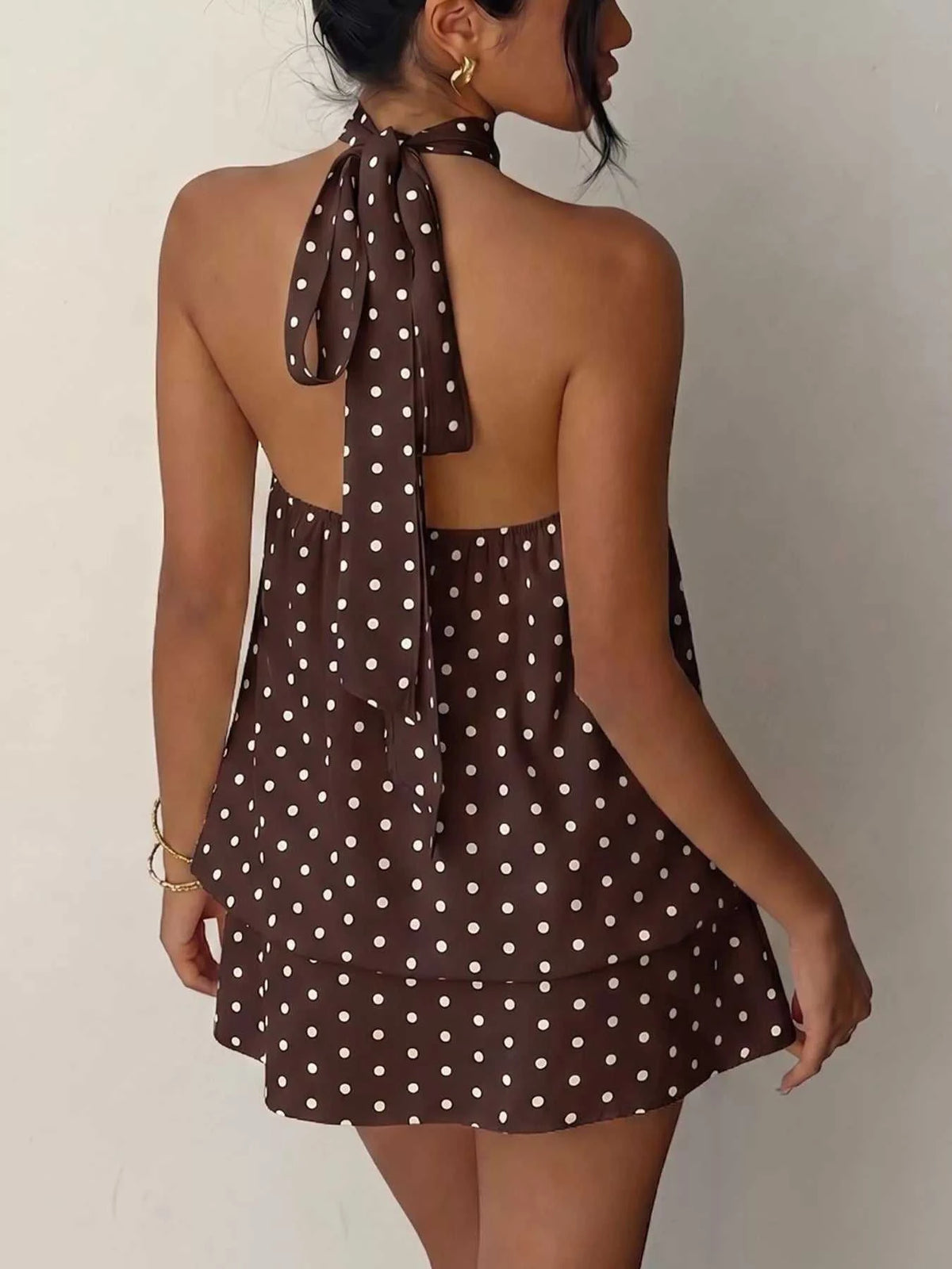 Polka Dot Halter Neck Mini Dress 100100230161229 32 Affordable Fashion Under $100 Jerry's Apparel 