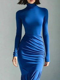 Full Size Slit Turtleneck Ruched Bodycon Mermaid Dress Plus Size 101001810997741 41 Affordable Fashion Under $100 Jerry's Apparel 
