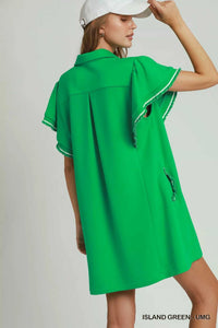 Umgee Half Zip Ruffle Rib Band Butterfy Sleeve Mini Dress with Pockets 100100153941419 53 Affordable Fashion Under $100 Jerry's Apparel 