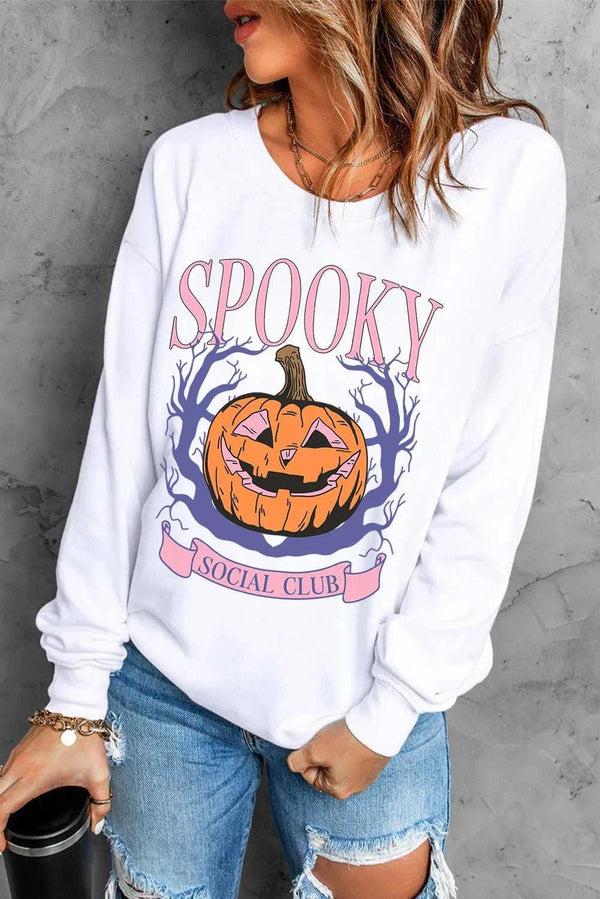 Jack-O'-Lantern Round Neck Long Sleeve Sweatshirt 100100784411006 42 Affordable Fashion Under $100 Jerry's Apparel 