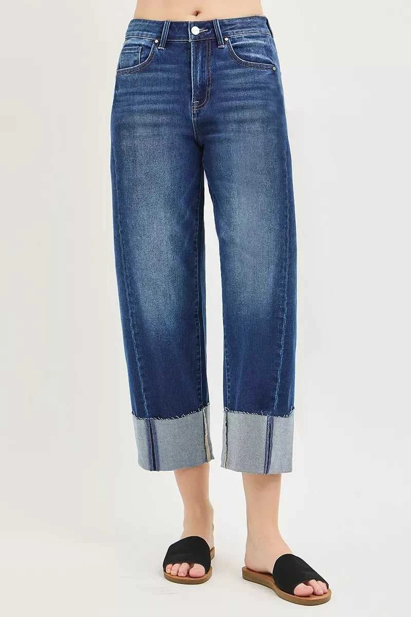 RISEN Full Size Slouchy Crop Barrel Cuffed Jeans Plus Size 100100223962883 64 Affordable Fashion Under $100 Jerry's Apparel 