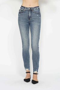 Judy Blue Full Size Tummy Control Vintage Wash Hem Destroy Skinny Jeans 100100882311542 64 Affordable Fashion Under $100 Jerry's Apparel 