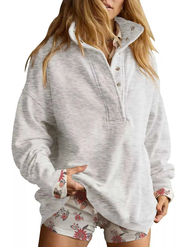 Half Snap Dropped Shoulder Sweatshirt 101001609128618 65 Affordable Fashion Under $100 Jerry's Apparel 