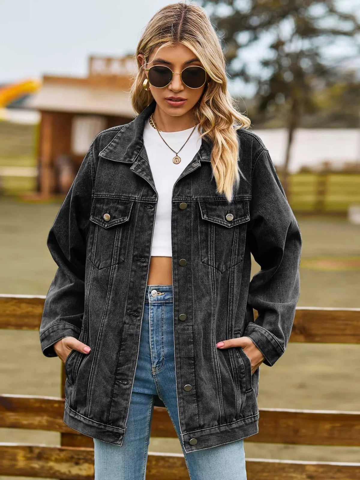 Button Up Long Sleeve Denim Jacket 100100316291883 79 Affordable Fashion Under $100 Jerry's Apparel 