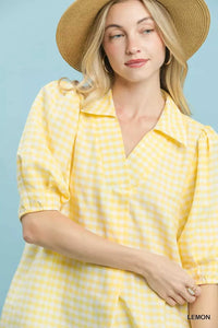 Umgee Gingham Puff Sleeve Collared Blouse 100100413651114 45 Affordable Fashion Under $100 Jerry's Apparel 