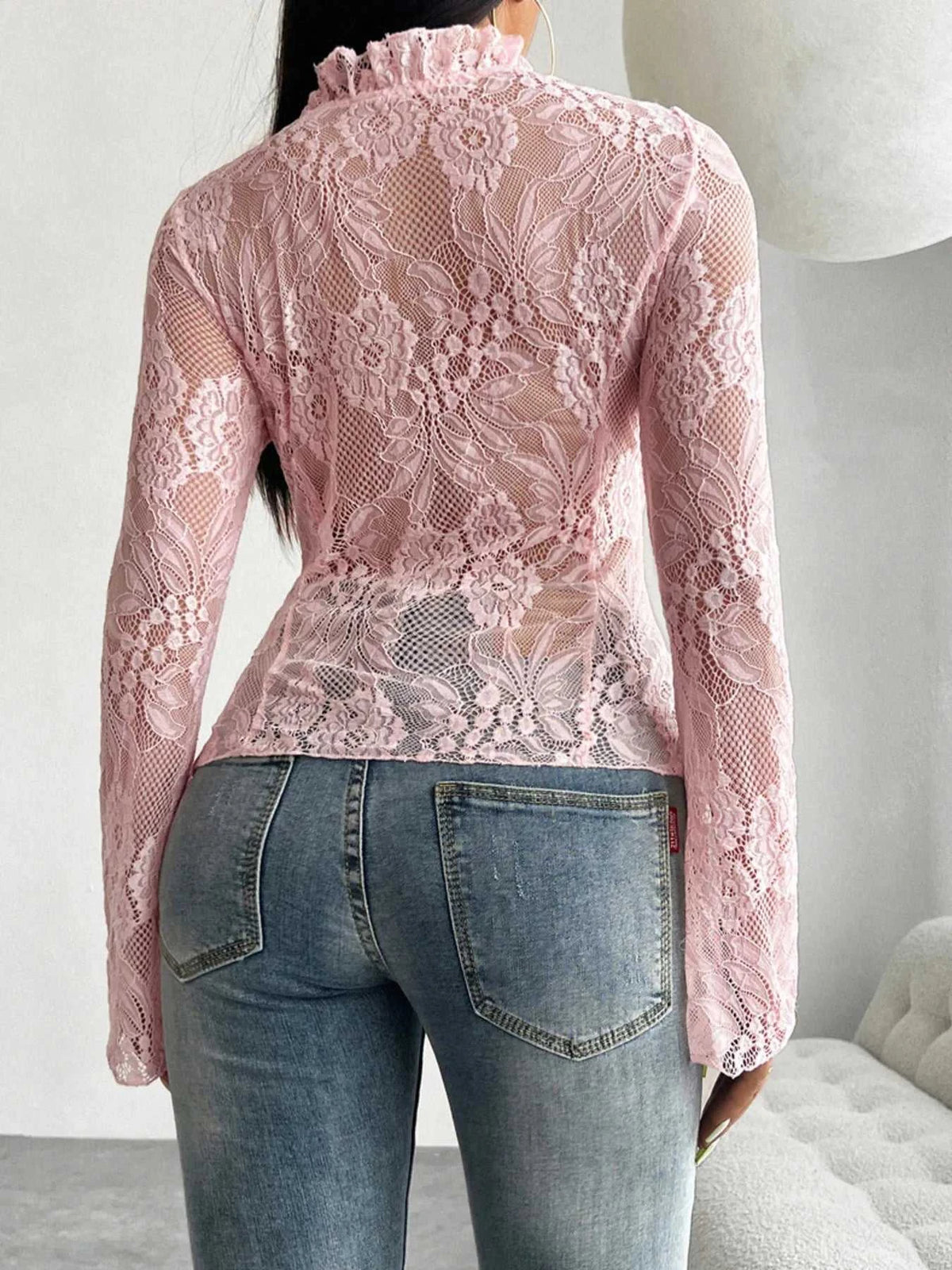 Tie Front Long Sleeve Lace Top 100100498929806 35 Affordable Fashion Under $100 Jerry's Apparel 