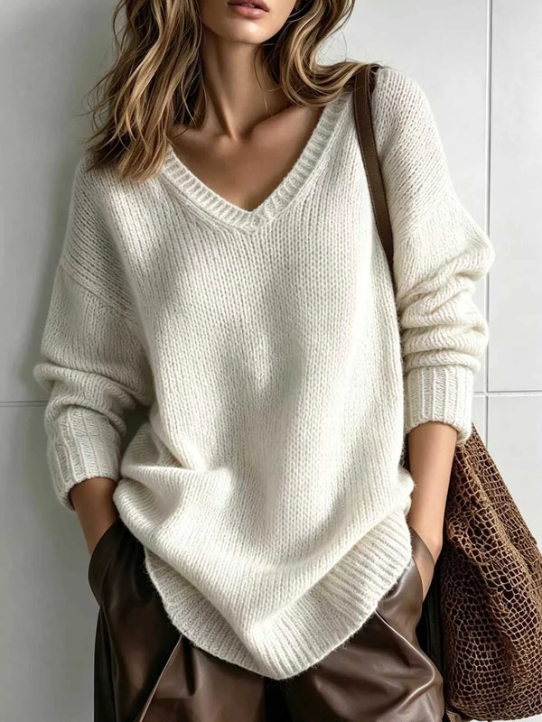 V-Neck Dropped Shoulder Sweater 101002004477831 44 Affordable Fashion Under $100 Jerry's Apparel 