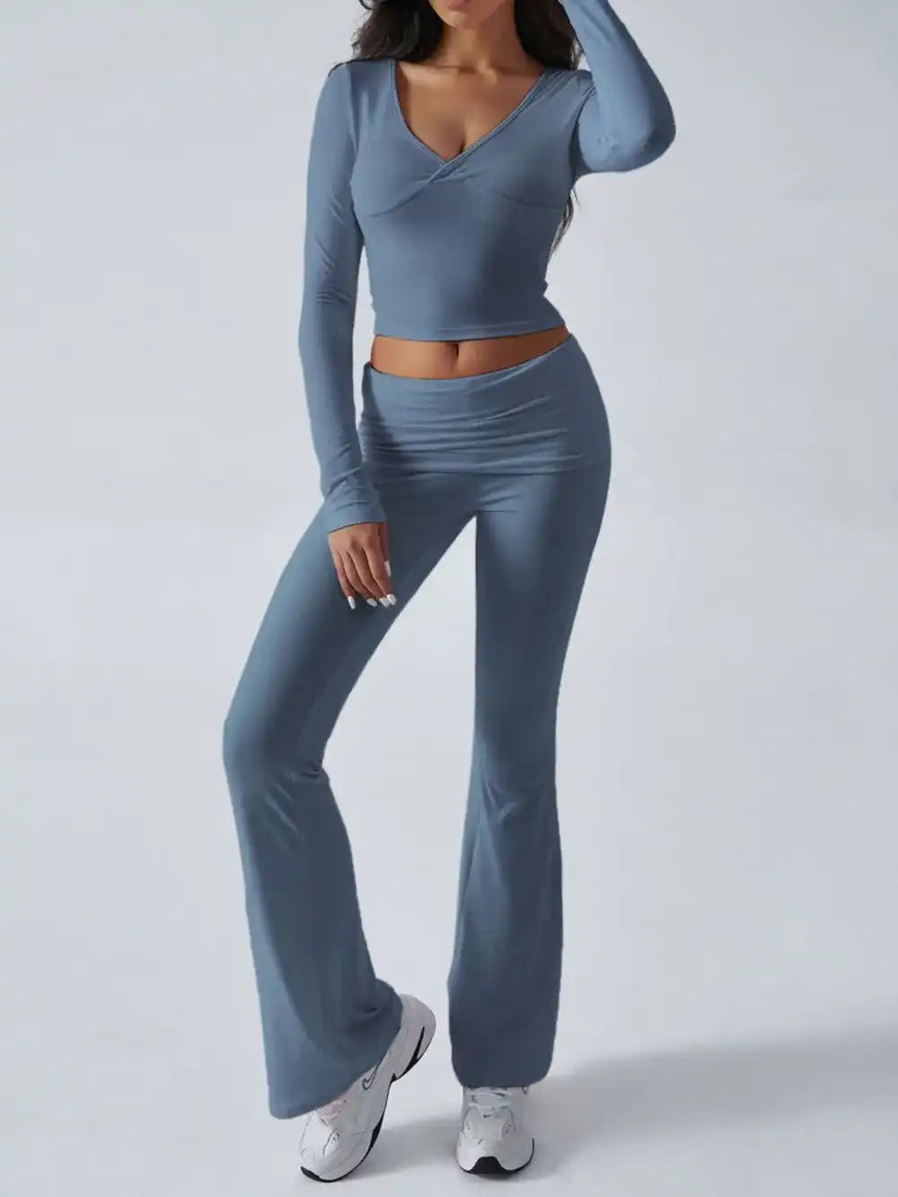Devine Ruched Long Sleeve Top and Pants Set 100100100351065 35 Affordable Fashion Under $100 Jerry's Apparel 