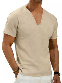 Men's Full Size Casual V-Neck Linen T-Shirt Plus Size 100400496061654 26 Affordable Fashion Under $100 Jerry's Apparel 