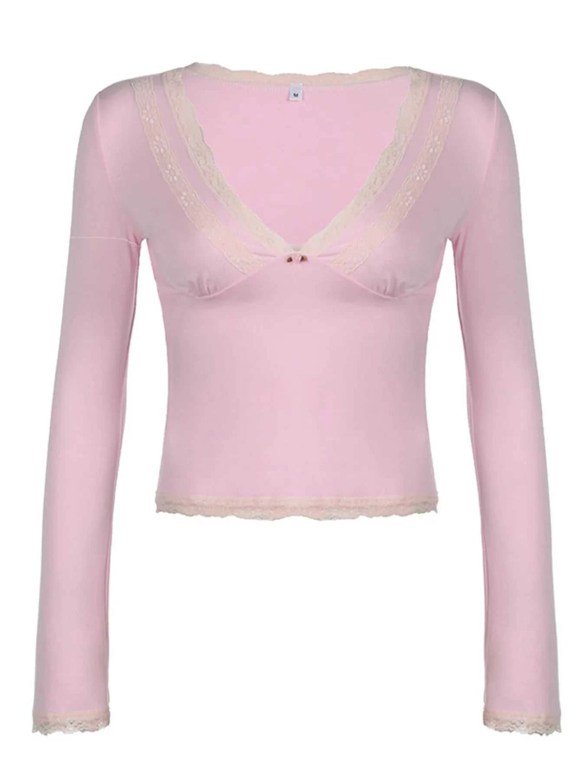 Lace Trim V-Neck Long Sleeve Top 100100804547036 25 Affordable Fashion Under $100 Jerry's Apparel 
