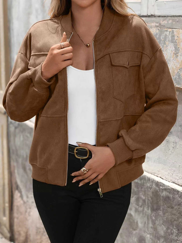 Zip Up Dropped Shoulder Jacket 100100414439307 58 Affordable Fashion Under $100 Jerry's Apparel 