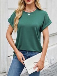 Casual Rolled Sleeve Solid Color T-Shirt 100100517201662 22 Affordable Fashion Under $100 Jerry's Apparel 