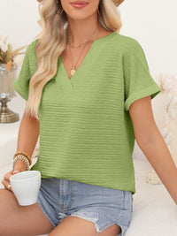 Textured Wide Sleeve V Neck T Shirt 100100453800555 22 Affordable Fashion Under $100 Jerry's Apparel 