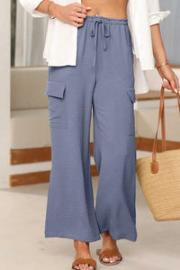 Drawstring Frilled Waist Wide Leg Utility Trousers 100100664290960 36 Affordable Fashion Under $100 Jerry's Apparel 