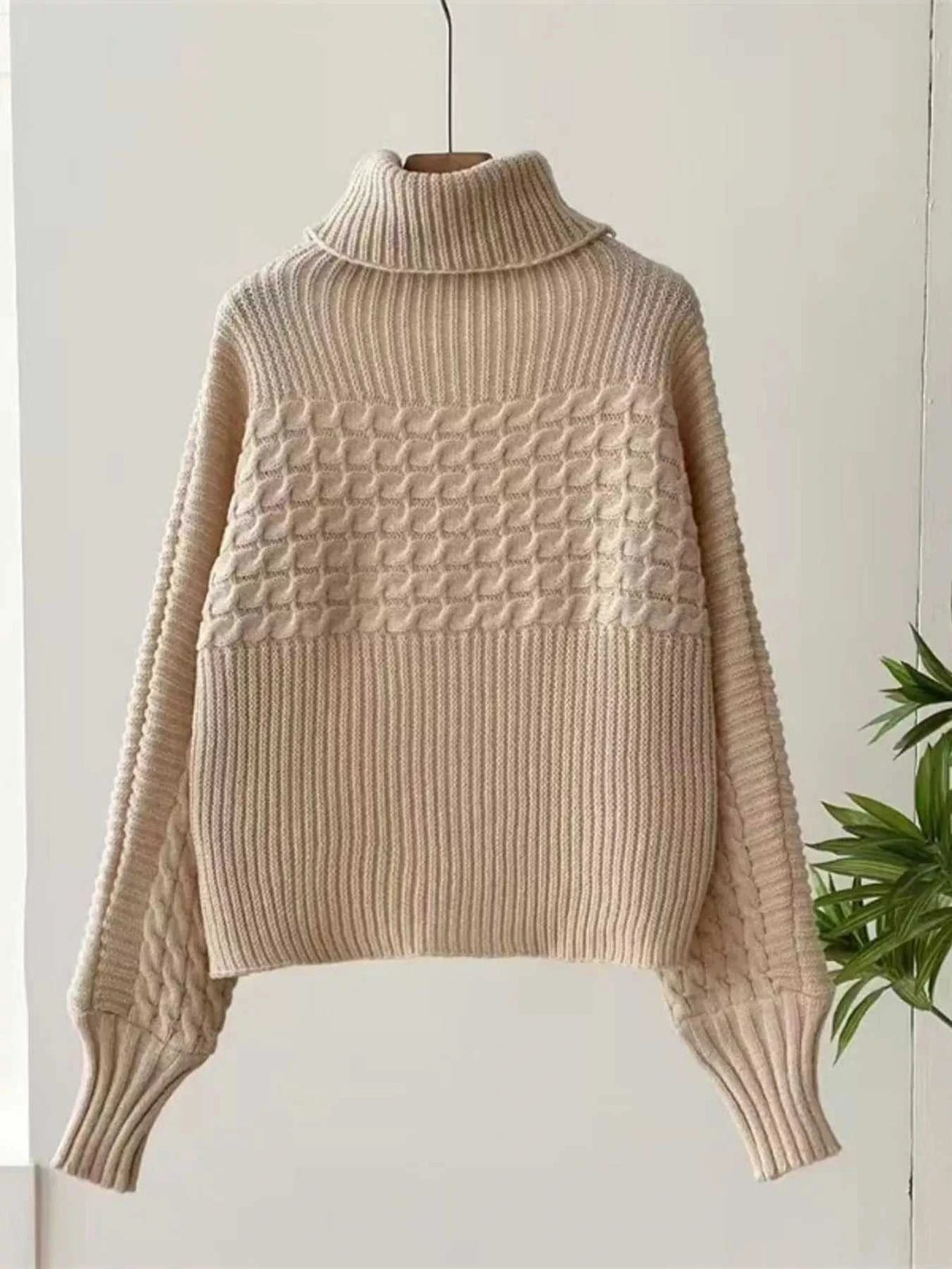 Textured Knit Turtleneck Long Sleeve Sweater 100100565063605 26 Affordable Fashion Under $100 Jerry's Apparel 
