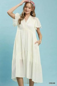 Umgee Textured Tiered Midi Dress with Side Pockets 100100202851833 62 Affordable Fashion Under $100 Jerry's Apparel 
