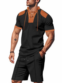 Men's Full Size Lace-Up Collar Casual Top and Shorts Set Plus Size 100400716849911 39 Affordable Fashion Under $100 Jerry's Apparel 