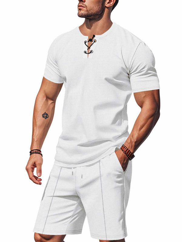 Men's Full Size Casual Short Sleeve Top & Shorts Set Plus Size