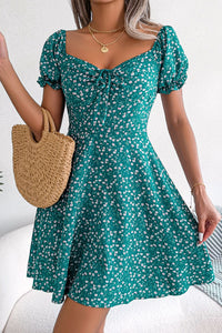 Ditsy Floral Drawstring A-Line Dress