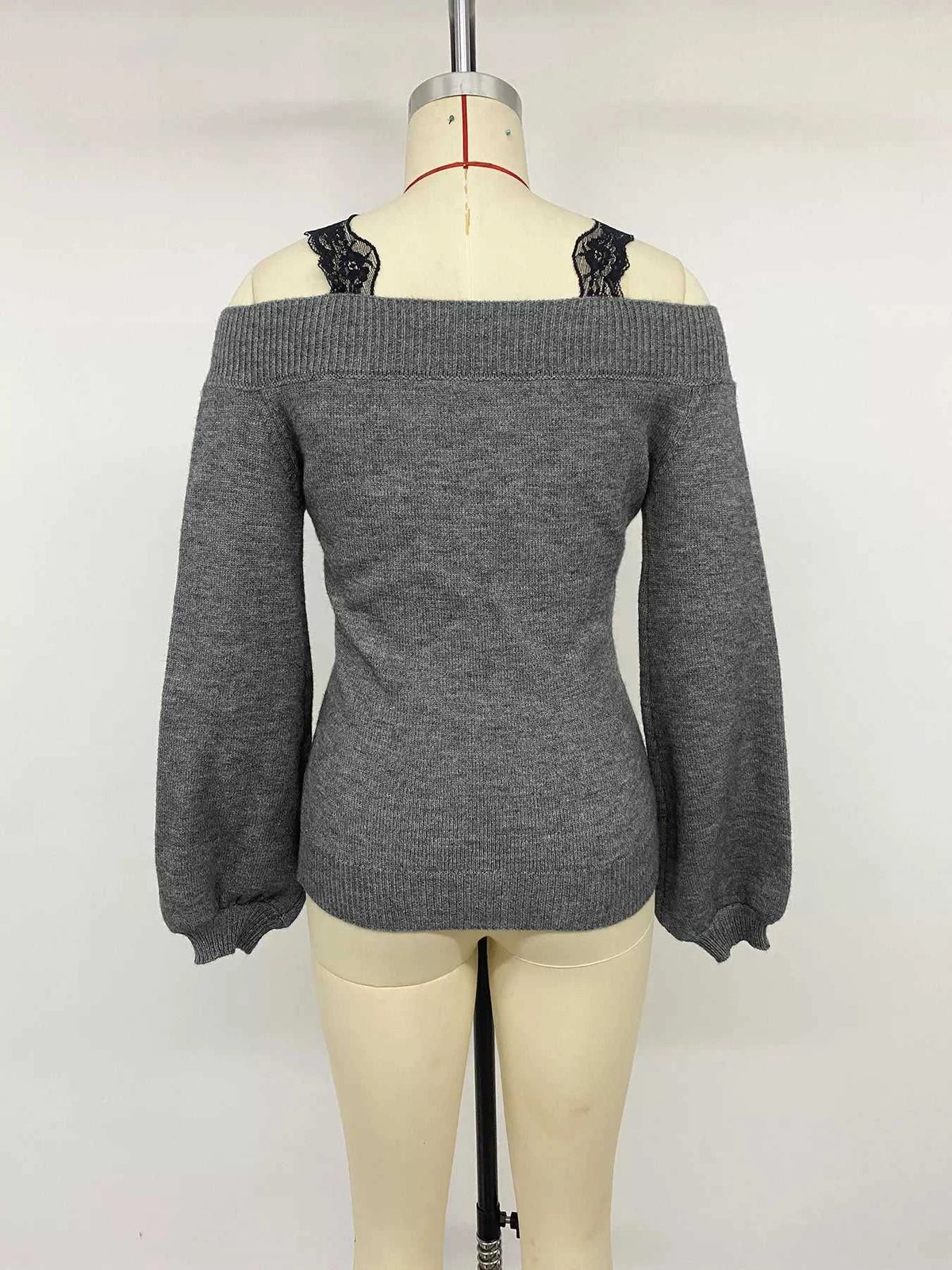 Off-Shoulder Lace Trim Sweater 100100123351801 43 Women's Sweaters and Knitwear Jerry's Apparel 