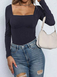 Square Neck Long Sleeve Bodysuit 100100815021205 33 Affordable Fashion Under $100 Jerry's Apparel 