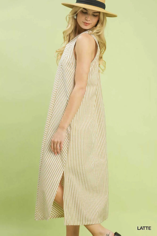 Umgee Chevron Stripe Sleeveless Midi Dress 100100412351421 62 Affordable Fashion Under $100 Jerry's Apparel 