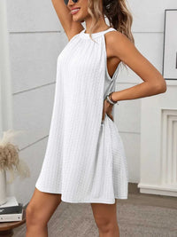 Textured Grecian Neck Mini Dress 100100516101866 24 Affordable Fashion Under $100 Jerry's Apparel 
