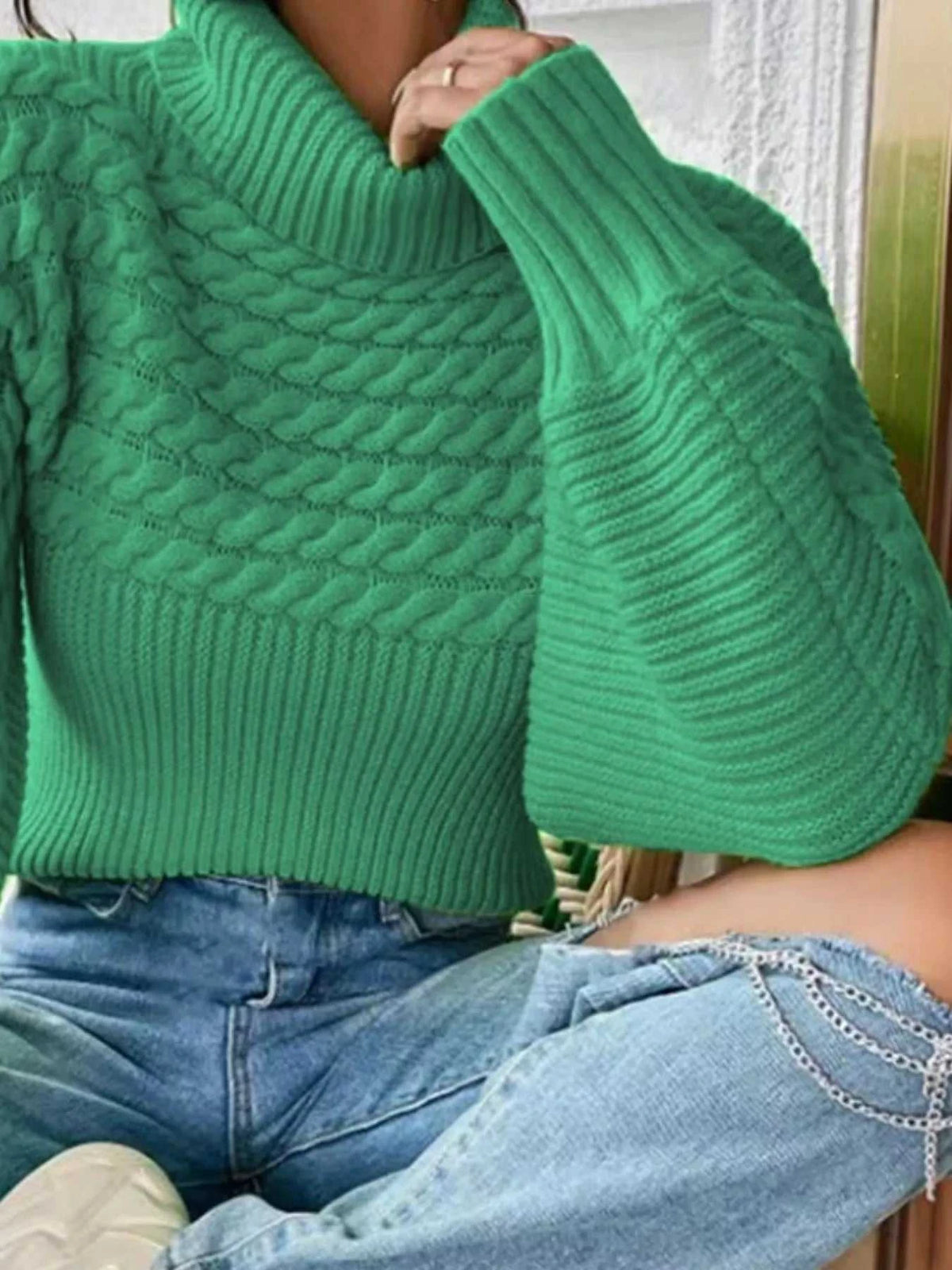 Textured Knit Turtleneck Long Sleeve Sweater 100100565063605 26 Affordable Fashion Under $100 Jerry's Apparel 