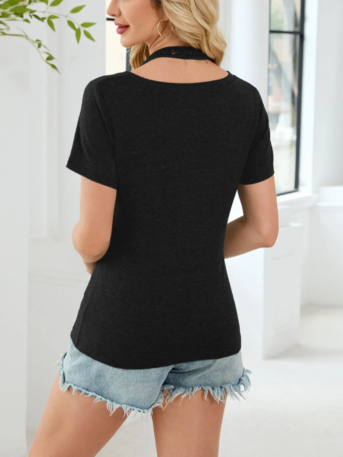 Lace Detail Short Sleeve T-Shirt