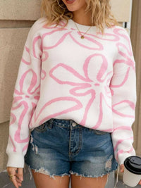 Flower Crew Neck Long Sleeve Sweater 100100780503301 49 Affordable Fashion Under $100 Jerry's Apparel 