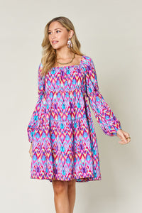 Full Size Printed Long Sleeve Dress