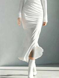 Full Size Slit Turtleneck Ruched Bodycon Mermaid Dress Plus Size 101001810997741 41 Affordable Fashion Under $100 Jerry's Apparel 