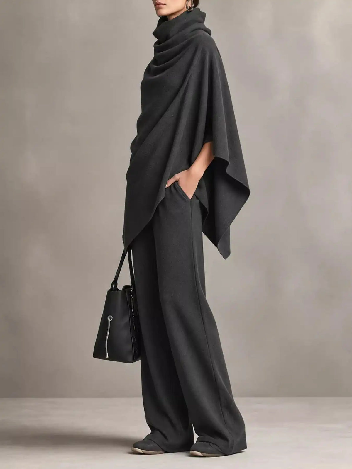 Full Size Turtleneck Poncho and Wide-Leg Pants Set Plus Size 101002605950123 65 Gifts for Her Jerry's Apparel 