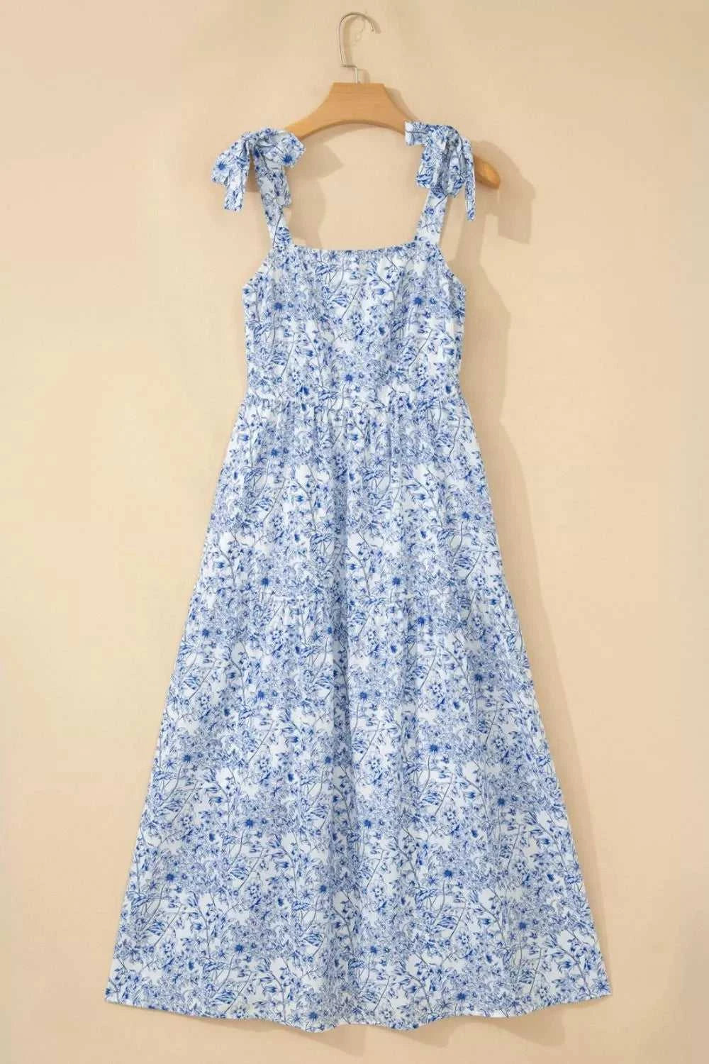 Floral Print Knot Straps High Waist Flared Maxi Dress 100100280670304 61 Gifts for Her Jerry's Apparel 