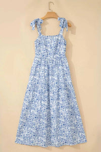 Floral Print Knot Straps High Waist Flared Maxi Dress 100100280670304 61 Gifts for Her Jerry's Apparel 