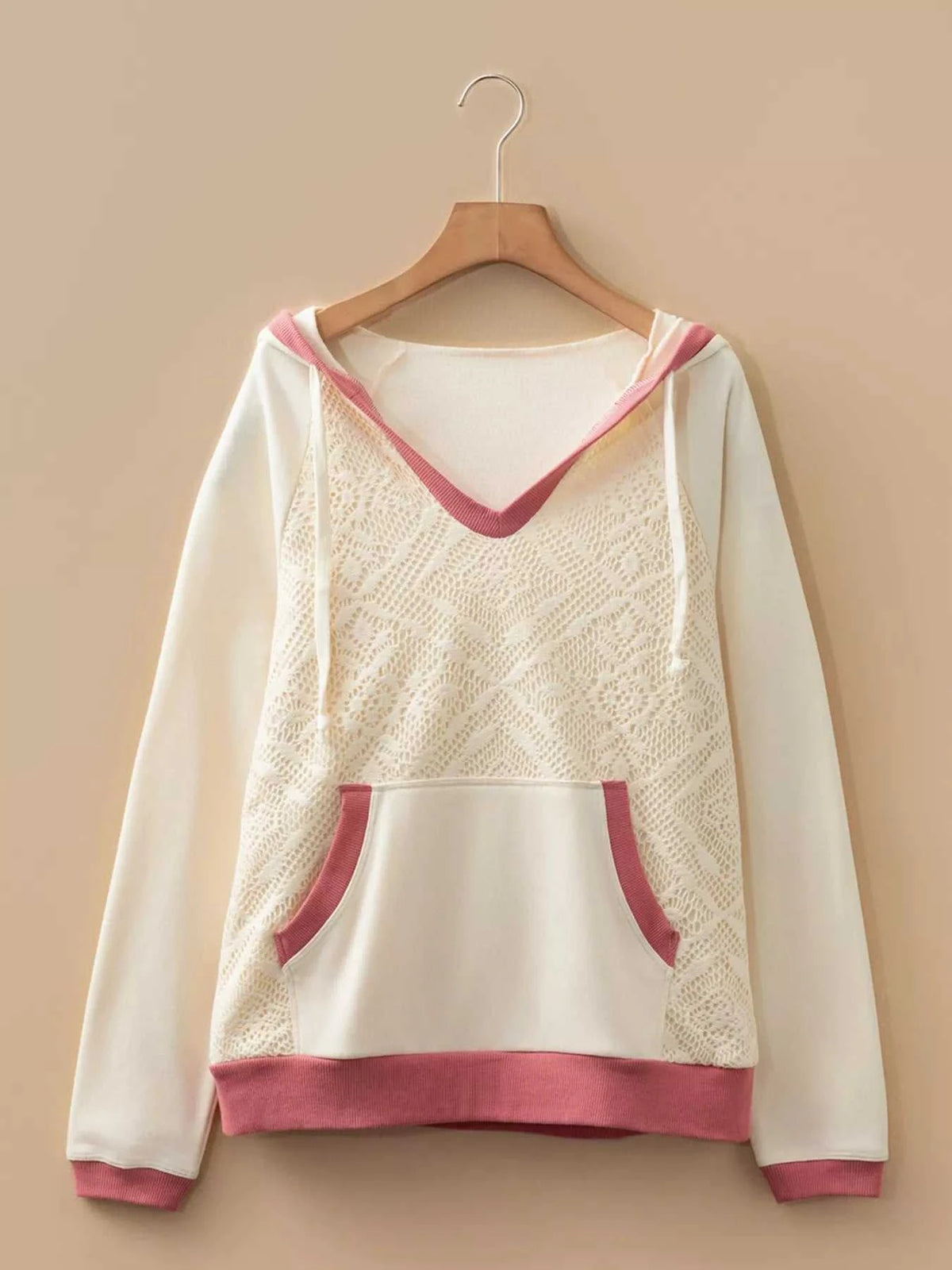 Crochet Panel Kangaroo Pocket Hoodie 100100680471392 52 Affordable Fashion Under $100 Jerry's Apparel 