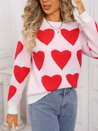 Valentine's Day Heart Round Neck Knitted Sweater 100100729598622 48 Affordable Fashion Under $100 Jerry's Apparel 