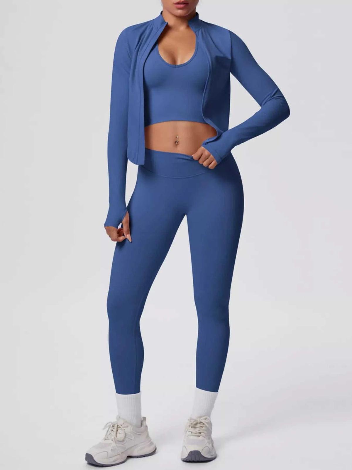 Tank & Zip-Up Jacket and Leggings Three-Piece Active Set 101006896695096 129 Comfortable Weekend Sets Jerry's Apparel 