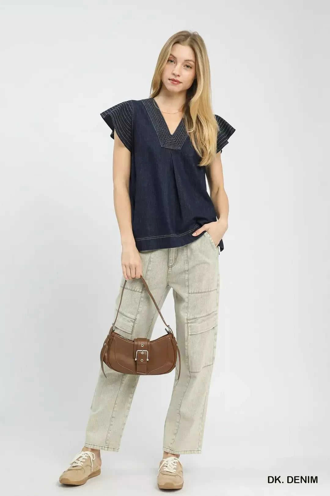 Umgee Cap Sleeve Denim Top 100100726521514 57 Affordable Fashion Under $100 Jerry's Apparel 