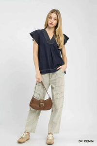 Umgee Cap Sleeve Denim Top 100100726521514 57 Affordable Fashion Under $100 Jerry's Apparel 