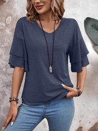 Half Sleeve V-Neck Blouse