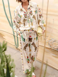 Printed Long Sleeve Shirt and Pants Set