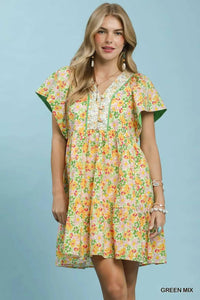 Umgee Mix Floral Tiered Mini Dress with Side Pockets 100100112321530 62 Affordable Fashion Under $100 Jerry's Apparel 