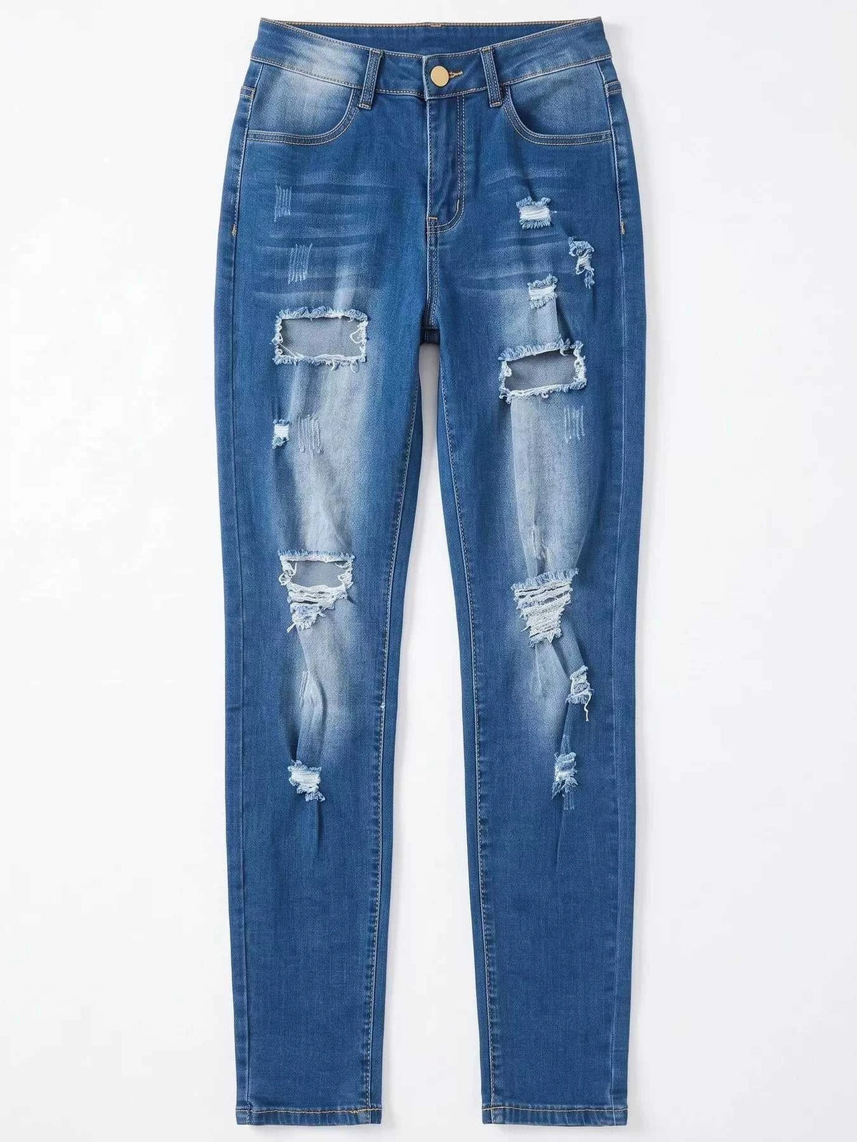 High-Waisted Distressed Skinny Jeans 101003709636482 44 Affordable Fashion Under $100 Jerry's Apparel 