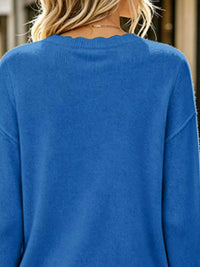 Full Size Scalloped Trim Crew Neck Sweater Plus Size 101002057228986 32 Affordable Fashion Under $100 Jerry's Apparel 