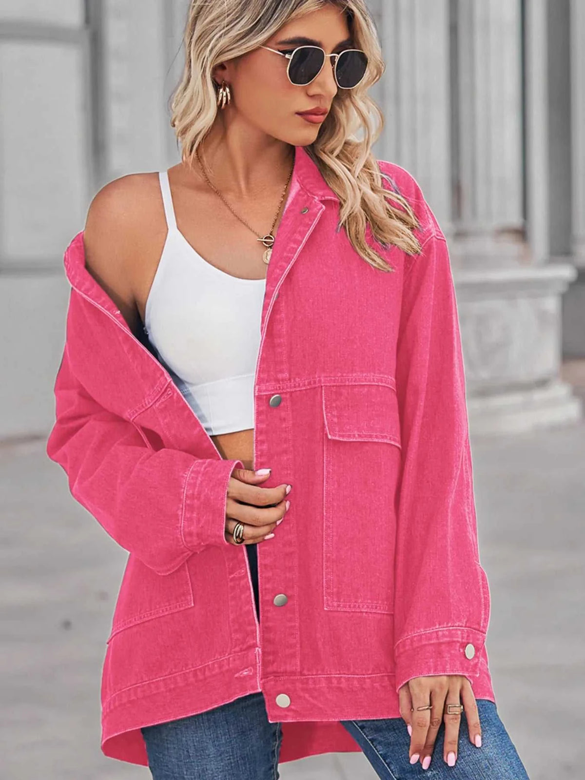Button Up Long Sleeve Denim Jacket 100100658147198 64 Affordable Fashion Under $100 Jerry's Apparel 