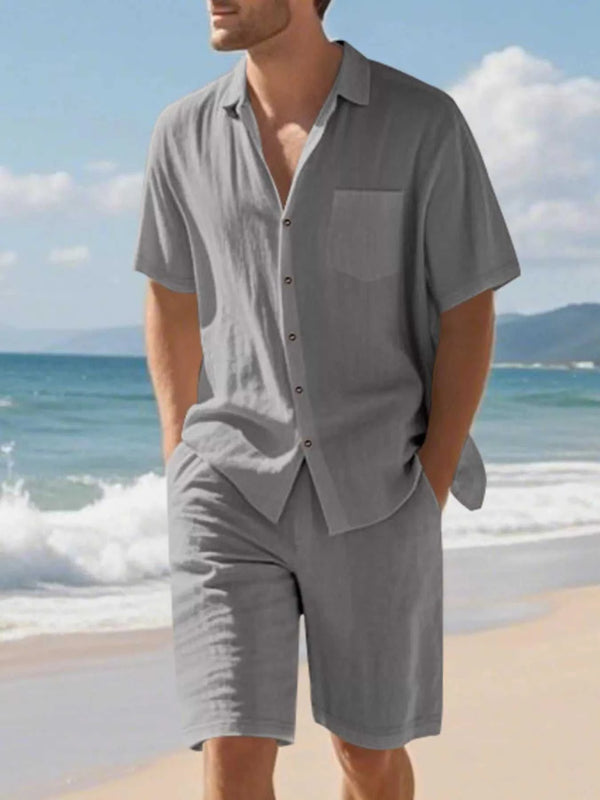 Men's Full Size Casual Button Up Shirt and Shorts Set Plus Size 100400482056628 44 Affordable Fashion Under $100 Jerry's Apparel 