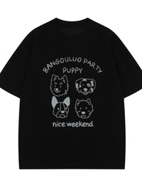 Men's Puppy Graphic Round Neck Casual T-Shirt